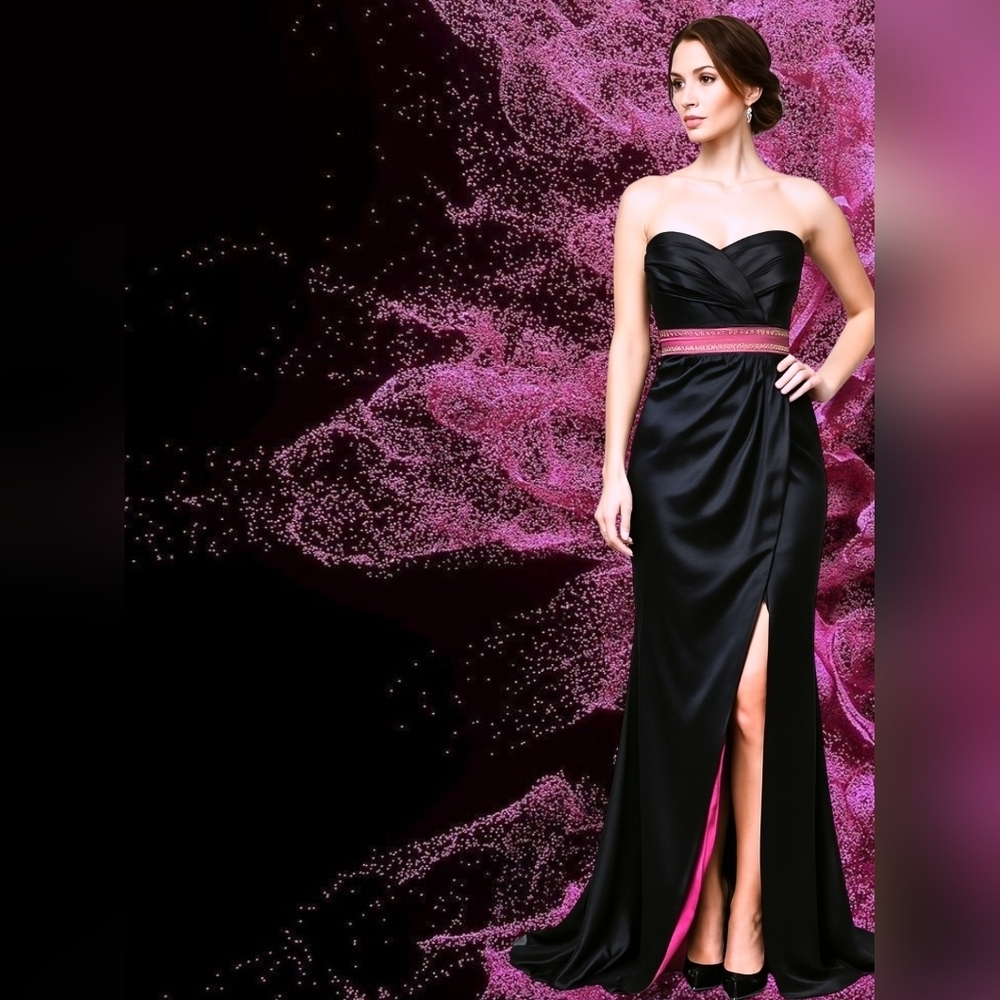 Mystique Boutique Strapless Black and Pink Dress